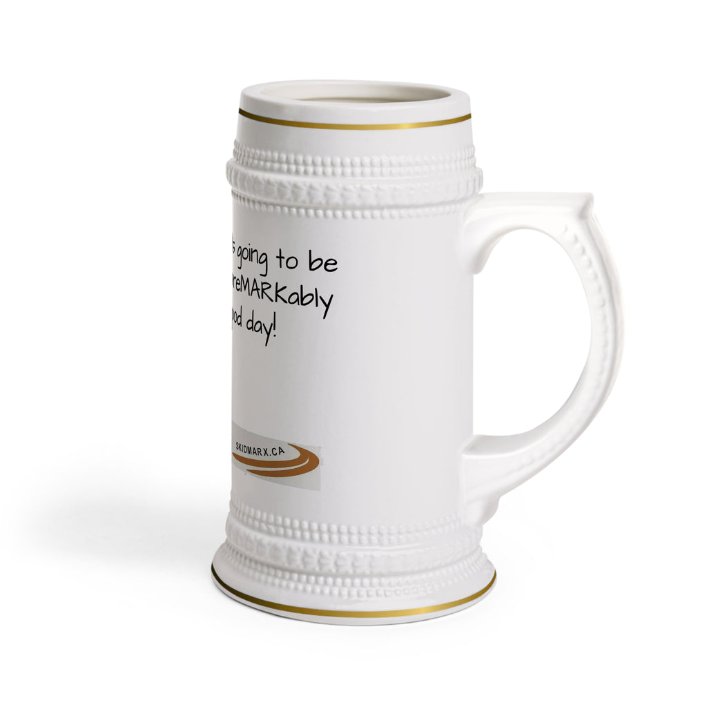 Ceramic Beer Stein Mug – Handwritten Quote Design ("Have You Left Your Mark Anywhere Today?")