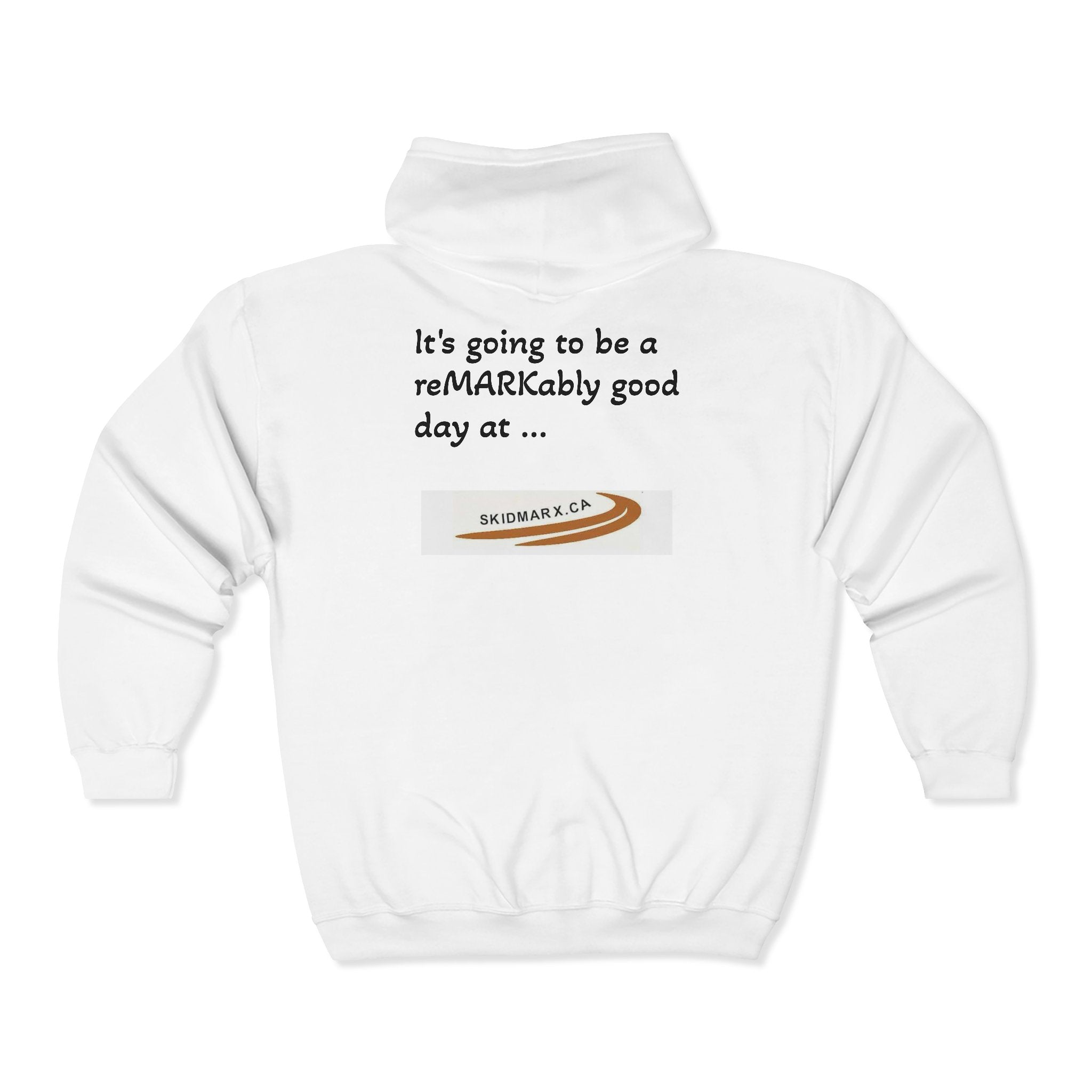 Zip Hoodie – Minimal Skateboard Logo "SKIDMARK.CA" Back Print